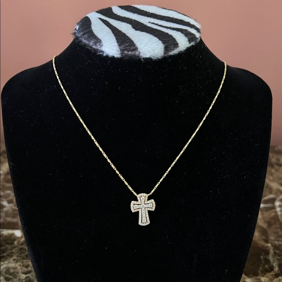 18K Diamond Yellow gold Solid gold Cross about 17.8 x 13.7mm 14k GOLD CHAIN